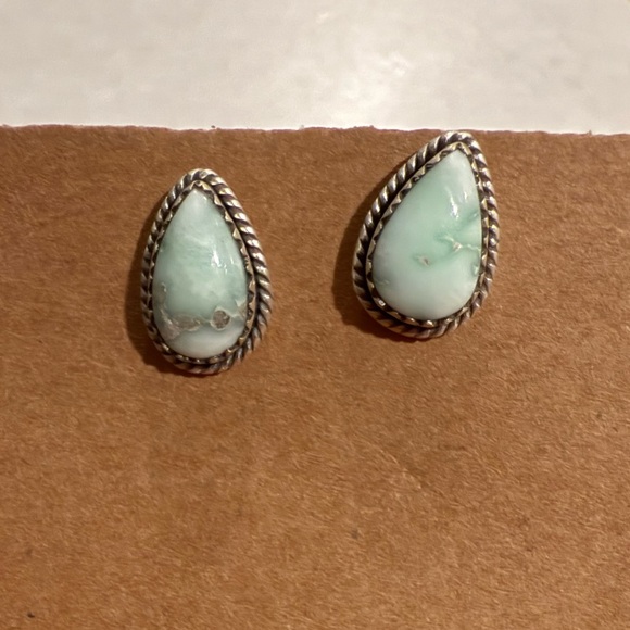 Sterling Silver and turquoise Teardrop Earrings - Picture 1 of 2